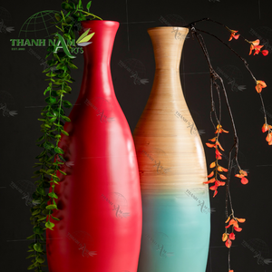 <b>Teal</b> Bamboo <b>Vase</b> Eco Handmade Bamboo Decor For Livingroom Table Flower Arrangement Natural Centerpiece For Home Decoration - Product Image 2