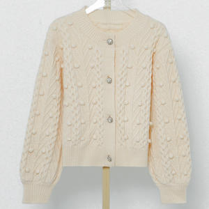 <span class=keywords><strong>Cardigan</strong></span> maglione da donna con bottoni a manica lunga dal design elegante di colore <span class=keywords><strong>Beige</strong></span> con cappotto girocollo monopetto a sfera - Product Image 6