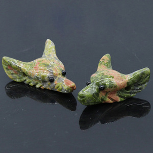 Huiying Prix de Gros Nouveauté Artisanat Feng Shui Têtes de <span class=keywords><strong>Loup</strong></span> en Pierre Naturelle de Guérison en Cristal Œil de Tigre Jaune - Product Image 5