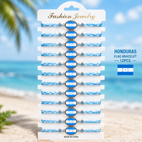 Bracelet en corde fait main avec drapeau du Honduras, souvenir de voyage, cadeau, bijou de fierté nationale, vente en gros, personnalisation OEM