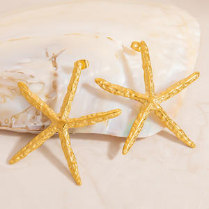 Pendientes de Estrella de Mar, Chapados en Oro de 18k, Acero Inoxidable, Tema Oceánico, Pendientes Colgantes de Moda - Product Image 4