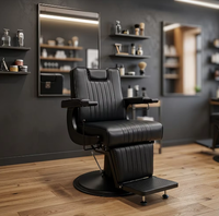 Fauteuil de barbier inclinable personnalisable avec repose-pieds réglable, pompe hydraulique robuste et base rotative à 360 degrés pour salon de coiffure