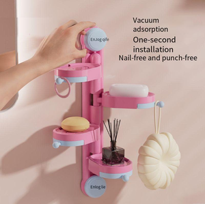 Zuignap Roterende Zeepbak Wandzeeprek Badkamer Meerlaags Opbergrek - Product Image 5