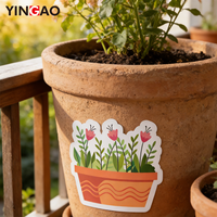 Autocollants de fleurs personnalisés en PVC résistants aux UV pour la décoration de magasins et les pots de fleurs, autocollants adhésifs durables et imperméables, impression