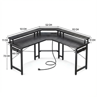 Bureau de jeu ergonomique moderne en forme de L avec LED RGB, en métal et bois, durable, peu encombrant, idéal pour le télétravail et le bureau à domicile