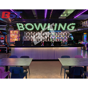Mostrador de Recepción para Salón de Bolos, Mostrador de Superficie Sólida Negra con Barra LED - Product Image 4