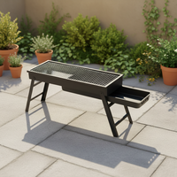 Barbecue au charbon de bois moderne et luxueux en fer, portable, facile à assembler, avec tiroir et contrôle à distance de la flamme pour patio et camping