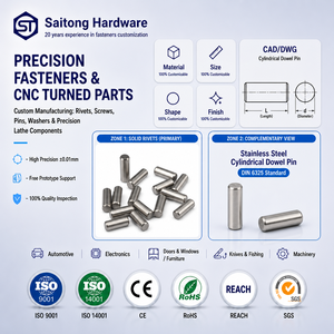 Saitong ST-0033 Goupilles cylindriques de précision en acier inoxydable personnalisées, goupilles parallèles à double extrémité ISO9001, finition personnalisable pour - Product Image 1