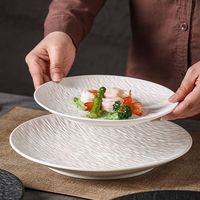 Plateau rond robuste pour dîner, noir, avec motif pierre, mélamine de qualité commerciale, durable pour hôtel, restaurant