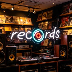 Records Led Letreros Neon LED indoor hanging ambient light shop <b>sign</b> wall decoration light entrance indicator light Custom5V 12V - Product Image 1