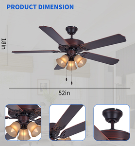 Hot bán 52 inch truyền thống Retro lưỡi AC động cơ phòng khách tiếng ồn thấp quạt trần với ánh sáng - Product Image 2
