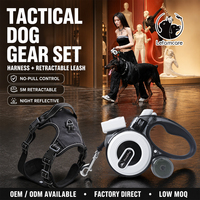 Ensemble laisse rétractable LED et harnais tactique pour chien, rechargeable par USB, étanche, pour grands chiens, 5m