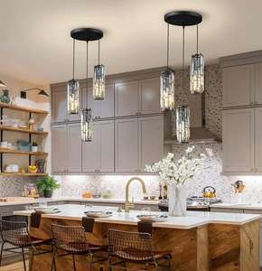 Candelabro de cristal moderno de 3 luces, iluminación colgante de techo con acabado dorado para sala de estar, comedor, decoraciones para el hogar - Product Image 4