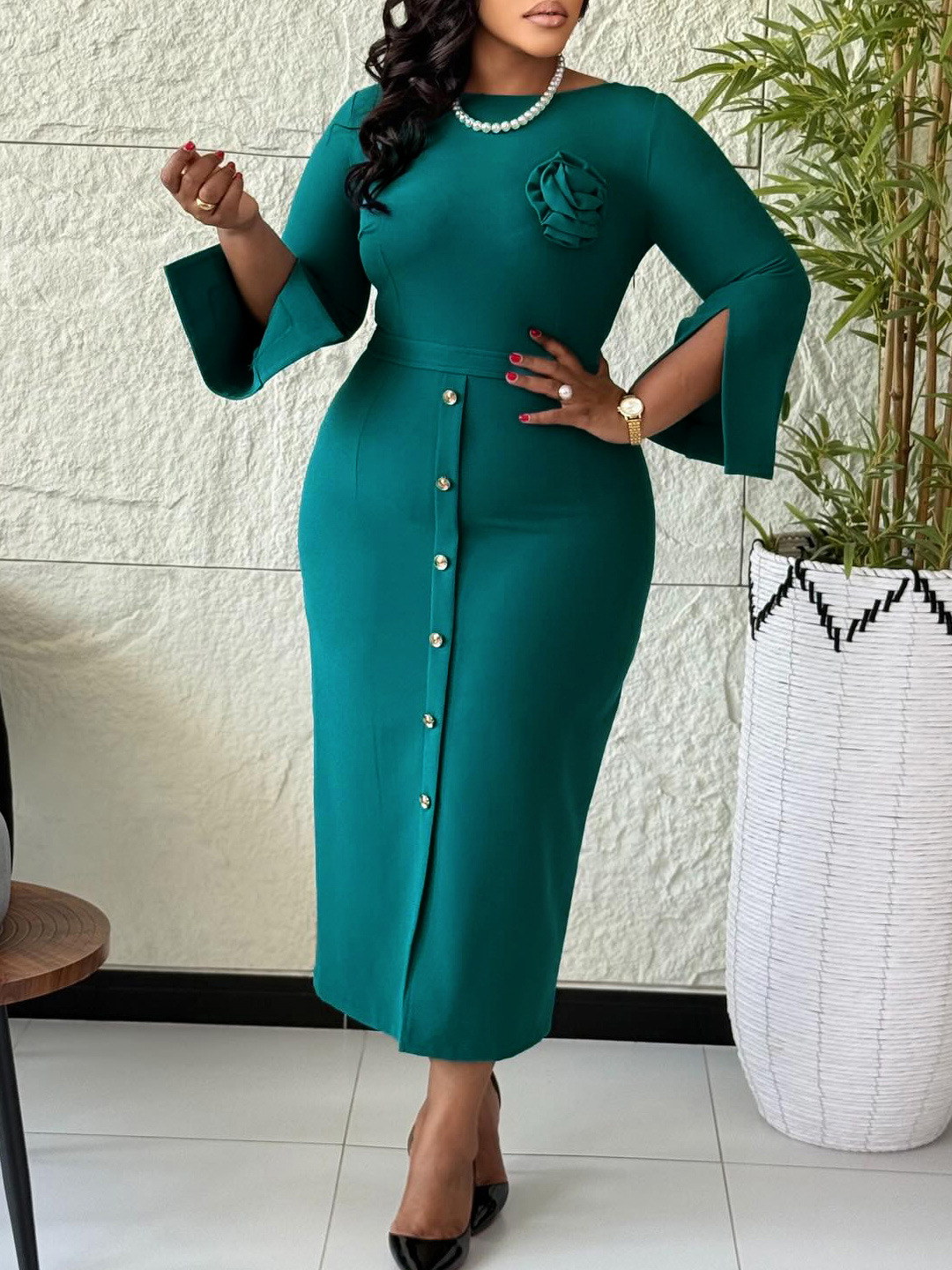 2026 Elegant Classy Church Dresses Women O Neck Flare Sleeve Flower Button Slim Africoan Office Lady Work| Alibaba.com 2026 Elegant Classy Church Dresses Women O Neck Flare Sleeve Flower Button Slim Africoan Office Lady Work| Alibaba.com
