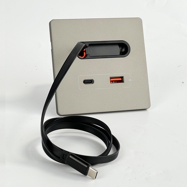 Top Fashion USB Socket with Retractable Charging Cable 20W Fast Charging Type-C Port Panel Wall Socket