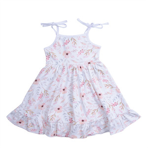 Vestido de verano con volantes para <strong>ni</strong>&ntilde;<strong>a</strong> peque&ntilde;<strong>a</strong>, falda completa Floral con tirantes para atar al hombro - Product Image 2