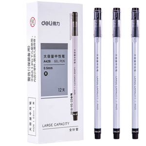 Stylo gel Deli A426 0,5 mm à pointe aiguille pour bureau et école, encre bleue, noire, rouge, corps en plastique - Product Image 4