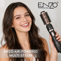 ENZO Brosse Soufflante Multifonctionnelle Professionnelle 3-en-1 Automatique Rotative pour Lissage et Bouclage des Cheveux