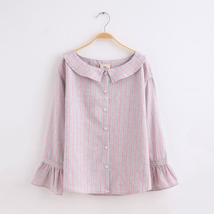 Vêtements pour filles, pantalon simple à manches longues à volants, nouveau style, chemises décontractées - Product Image 6