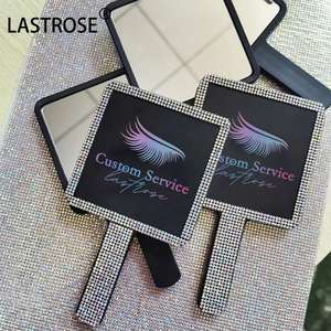 Wholesale Private logo Handheld Makeup <b>Mirror</b> With Rhinestone Diamond Private Label Single Side Cosmetic Hand <b>Mirror</b> - Product Image 3