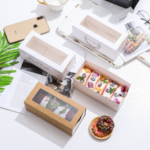 In stocks white card portable paper bag box baking special packaging box biscuit Macaroon Towel Roll Pastry pastry box