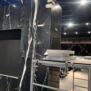 Pannelli sottili in marmo Nero Marquino nero più economici per design d'interni, parete del caminetto, parete TV, decorazioni per la casa - Product Image 2