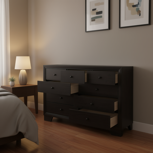 Comò Madison con 8 cassetti, finitura espresso, mobili moderni per camera da letto - Product Image 2