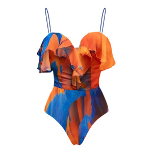TW 2026 Costume da Bagno Intero da Donna alla Moda e Sexy, Personalizzabile, con Colore Sfumato, Volant, Schiena Scoperta, Stile Abito da Spiaggia, in Rete - Product Image 4