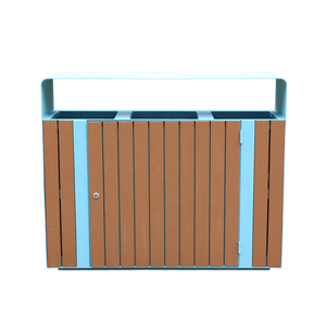 Poubelle de tri des déchets 3-en-1 en bois pour extérieur, pour rues, parcs, municipalités, poubelle publique de recyclage, bac à déchets, poubelle à ordures - Product Image 6