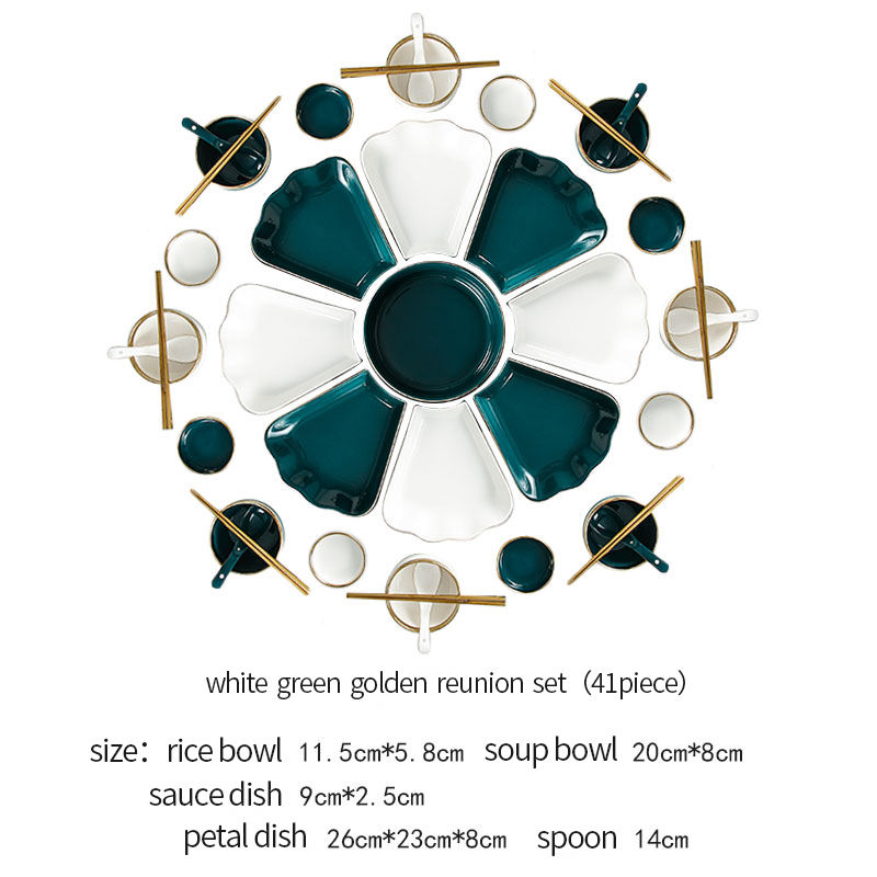 Conjunto de reunión dorado verde blanco (41 pieza)