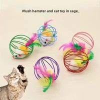 Jouet pour chat en plumes véritables, souris pour chats en cage métallique, sans alimentation électrique, jouet interactif pour animaux de compagnie