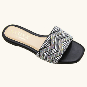 Nuevas Sandalias Planas de Verano con Punta Cuadrada y Pedrería Brillante para Mujer - Estilo Babucha Diaria - Product Image 2