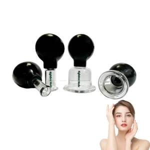 Ensemble de ventouses en verre de silicone meilleure qualité <span class=keywords><strong>anti</strong></span>-<span class=keywords><strong>cellulite</strong></span> visage et corps 4 tailles 100 noir beauté CE pièces de rechange gratuites classe I 1 ans - Product Image 1