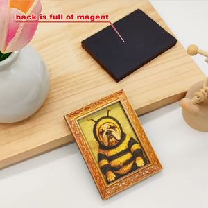 1 <span class=keywords><strong>aimant</strong></span> de réfrigérateur en forme de bouledogue habillé d'un costume d'abeille |   Mini peinture décorative en bois, décoration créative pour la maison et la cuisine, accessoires mignons pour chiens - Product Image 4
