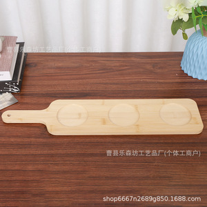 เขียงไม้ไผ่สามช่อง สีไม้ธรรมชาติ สำหรับเสิร์ฟของว่างและขนมปัง - Product Image 5