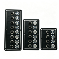 Panneau en aluminium 4/6/8 modules avec interrupteur à bouton-poussoir 19 mm, LED bleue, fusibles automatiques et disjoncteur intégré