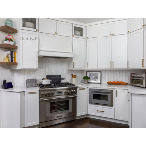 Cổ Điển Mỹ phong cách trắng Shaker tủ bếp PVC cửa kết thúc gỗ rắn melamine Board MDF thép không gỉ sử dụng nhà - Product Image 1