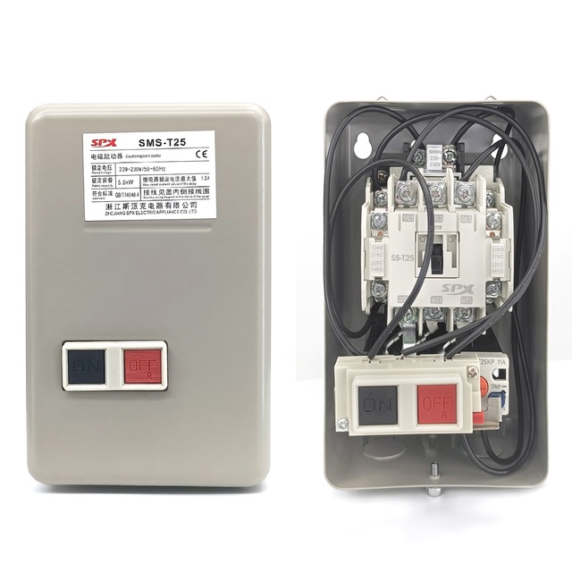SPX SMS-T25 3HP Bimetallic AC Contactor Motor Starter 220-240V/380-440V 24-34A Short Circuit Overload Over Voltage Protection