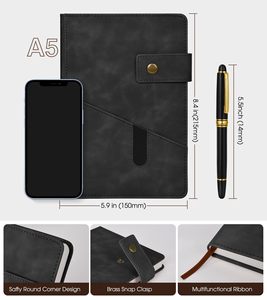 Bán buôn Đen bìa cứng A5 lót da Tạp Chí máy tính xách tay với túi xách tay - Product Image 2