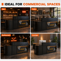 Comptoir de bar industriel direct usine avec bande lumineuse LED frontale et décorations d'engrenages pour projets commerciaux de cafés, de commerces de détail et de réceptions