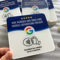 Carte NFC d'avis Google personnalisée en acrylique, programmable et inscriptible, avec menu tactile par code QR intelligent, compatible NTAG213 215 216, pour l'Allemagne