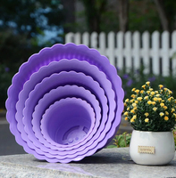 Pot de fleurs en plastique coloré Balcon Pot de plantes Ridge Design Pot de fleur Pp Résine Pot de fleur en plastique avec Lotus