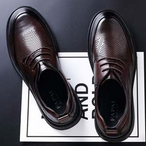 Zapatos de Vestir Negros Clásicos de Alta Calidad, Impermeables, para Otoño, Uso Casual al Aire Libre, Zapatos de Cuero con Cordones para Bodas y Fiestas - Product Image 1