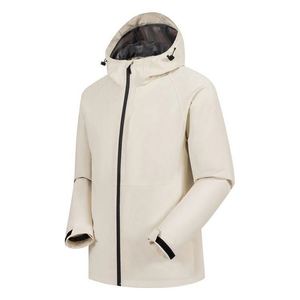 Design Custom Brand Silk Screen Printed Waterproof Hooded Windbreaker <b>Jacket</b> <b>Reflective</b> Stripe Welded Seams for Outdoor Rainwear - Product Image 1