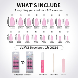 <span class=keywords><strong>Uñas</strong></span> Postizas <span class=keywords><strong>de</strong></span> Almendra <span class=keywords><strong>Cortas</strong></span>, 32 Piezas, Venta al Por Mayor, Hechas a Mano, Color Sólido, con Brillo Fino Aurora, Removibles, Cobertura Completa - Product Image 2