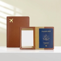 Porte-passeport personnalisé en cuir PU Zonyin avec motif avion en feuille d'or, étui de voyage unisexe multicolore