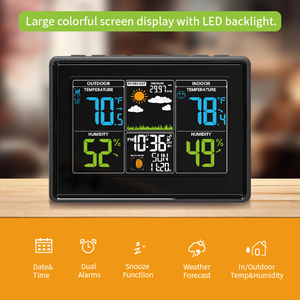 <span class=keywords><strong>Station</strong></span> météo numérique moderne avec boîtier en plastique, capteur sans fil et horloge - Product Image 2