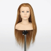 Tête de mannequin 100% cheveux humains réels pour coiffure, lissage, teinture et tressage, marron, kit d'entraînement 45cm, beauté