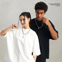 T-shirt personnalisé 275G sans coutures, logo personnalisé, sans couture latérale, t-shirt streetwear surdimensionné pour homme, t-shirts pour homme