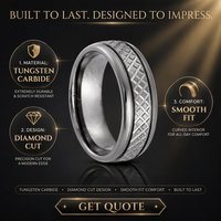 Bagues unisexes en carbure de tungstène couleur canon de fusil de 8 mm avec finition taillée diamant, ajustement confortable, pour mariage, fiançailles, fête, bijoux, cadeau